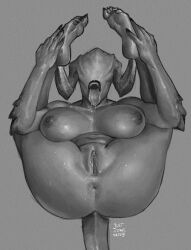 1girls anal anthro areola areolae asshole black_and_white demon demon_girl demon_horns demon_tail drool drooling eyeless female female_focus female_only grayscale greyscale justsomenoob large_breasts legs_held_up legs_up monochrome muscular nipples no_eyes nude nude_female pussy thick thick_ass thick_thighs tongue tongue_out veins veiny_breasts veiny_muscles