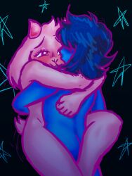 2boys ambiguous_gender anthro arms_around_neck arms_around_partner ass back blue_body blue_hair blue_skin blush carrying carrying_partner deltarune deltarune_chapter_2 duo eyelashes eyes_half_open eyeshadow femboy fur_tuft gay goat horns hugging human human_on_anthro implied_penetration just_a_lil_guy kris_(deltarune) legs_around_partner looking_pleasured makeup male male/ambiguous male/male naked nude nude_male pink_body pink_eyes pink_eyeshadow pink_fur ralsei riding riding_penis sex simple_background stand_and_carry_position standing standing_sex stars tail thick_thighs thighs white_body white_fur wholesome