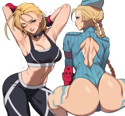 1girls arched_back armpits arms_up ass back back_view belly belly_bulge big_ass big_breasts big_butt blonde_hair blue_eyes bodysuit braided_hair braided_pigtails braided_twintails braids breasts cammy_white female female_only fit fit_female front_view gloves hat huge_ass huge_butt large_ass large_breasts large_butt one_eye_closed one_eye_obstructed porqueloin revealing_clothes scar scar_on_face scarred_face scars_on_face sports_bra sportswear street_fighter street_fighter_6 stretching sweat thick thick_ass thick_thighs tight_clothes tight_clothing tight_pants toned toned_female tummy white_background yoga_pants