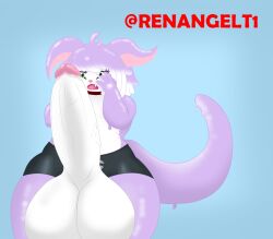 anthro ball_expansion big_balls big_cock big_penis dripping femboy genital_expansion goo_creature green_eyes huge_balls huge_cock huge_penis penis_expansion purple_hair purple_skin renangelt1 slime thick_thighs veins veiny_penis white_hair white_skin