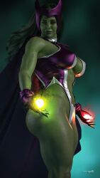 1girls 3d abs alternate_version_available ass avengers big_ass big_breasts breasts cape cga3d cosplay crossover_cosplay curvaceous curvy curvy_female curvy_figure elizabeth_olsen erotichris female female_only fusion fusion_character green_eyes green_hair green_lipstick green_skin hi_res large_breasts looking_at_viewer marvel marvel_cinematic_universe marvel_comics muscular muscular_female mutant_(marvel) patreon_username scarlet_witch she-hulk she-hulk_(cosplay) solo straight_hair thick_thighs tight_clothing twitter_username voluptuous voluptuous_female wanda_maximoff wide_hips x-men