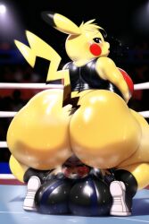 ai_generated anthro cosplay_pikachu facesitting huge_ass huge_breasts huge_butt huge_thighs mask massive_breasts novelai pikachu pikachu_libre pinned pinned_down pokémon_(species) pokemon sitting_on_face sitting_on_head sitting_on_person sweat sweaty_body sweaty_breasts sweaty_butt thick_thighs wrestler wrestling wrestling_mask wrestling_outfit wrestling_ring