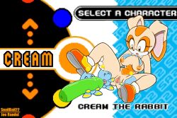 1girls 2023 anthro breasts chao_(sonic) cheese_the_chao color_edit colored cream_the_rabbit dildo dildo_insertion edit english_text female genitals group imminent_insertion joe_randel lagomorph leporid mammal mobian mobian_(species) mobian_rabbit pussy rabbit sega sex_toy sex_toy_insertion snailbail22 sonic_(series) sonic_advance sonic_advance_2 sonic_the_hedgehog_(series) spread_legs spread_pussy spreading teasing text