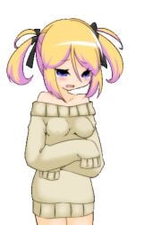 animated panic_party rin_(panic_party) small_breasts sweater twintails