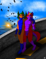 absurd_res anthro beach dragon duo hi_res male male/male nude seaside sergld