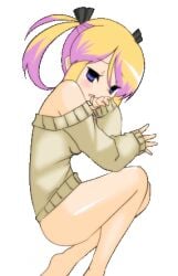 animated cum_inside laying_on_side leaking_cum panic_party rin_(panic_party) sweater tears twintails