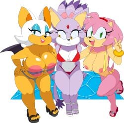 3girls amy_rose anger_vein angry anthro bat beach big_areola big_breasts big_nipples bikini blaze_the_cat blue_eyes breast_envy breast_size_difference breasts breasts_out busty cassettedream chiropteran clothing dream-cassette edit feline female female_only forehead_jewel green_eyes group hedgehog hoshime huge_areolae huge_breasts huge_nipples jealous large_breasts looking_at_breasts looking_at_viewer medium_breasts mobian mobian_(species) mobian_bat mobian_cat mobian_hedgehog multiple_girls nipple_slip nipples ocean pink_hair pink_skin pout rouge_the_bat sega shoes sitting smile sonic_(series) sonic_the_hedgehog_(series) swimsuit thick_thighs third-party_edit transparent_background visible_areolae visible_nipples wardrobe_malfunction water wet wide_hips wings yellow_eyes