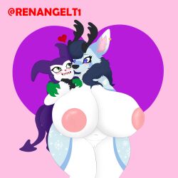 anthro big_breasts deer furry impmon renangelt1 size_difference thick_thighs