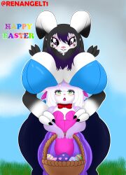 anthro anthro_only big_breasts big_bulge bunnysuit digimon fan_character female furry original_character renamon renangelt1 size_difference slime