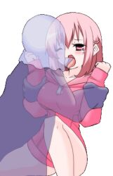 animated big_breasts hoodie izuyu_(panic_party) kissing panic_party