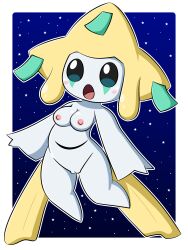 absurd_res areola blue_eyes blush breasts dreameclipsewolf female generation_3_pokemon genitals hi_res humanoid jirachi legendary_pokemon looking_at_viewer nintendo nipples open_mouth pokémon_(species) pokemon pokemon_(species) pokemorph pussy solo white_body