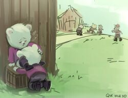 bear blowjob cartoony day furry gay hidden hiding male male/male mimosin_(unicorn_wars) nsfw outdoors outside painterly unicorn_wars wholesome yaoi