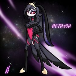 anthro bunnysuit character_name demon female female_only fishnets furry garter_straps goth hand_on_hip helluva_boss lord_sarloc octavia_(helluva_boss) owl owl_demon princess