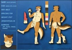 canid canine codymathews english_text fox male mammal model_sheet solo text