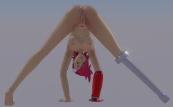 1girls 3d ass completely_nude_female female heart_pubes infected_heart looking_at_viewer looking_back ok_k.o.!_let's_be_heroes pegleg pubes red_action red_hair red_pubes simple_background solo uncensored