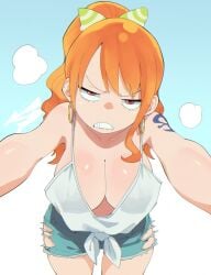 aetherion_art armpits big_breasts cleavage down_blouse female female_only nami one_piece post-timeskip