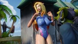 1boy 1girls 3d blizzard_entertainment blonde_hair blood_elf body_paint cosplay d.va goblin goblin_(warcraft) goblin_male green_skin light-skinned_female light_skin overwatch painted_clothes vell(vellektra) vellektra warcraft world_of_warcraft