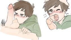 balls blushing brown_hair cock_hungry deepthroat edd_(eddsworld) eddsworld male/male sucking_penis