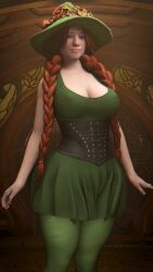 1girls 3d big_breasts bottom_heavy breadcrumb breasts busty cleavage curvaceous curvy curvy_figure digital_media_(artwork) eyebrows eyelashes eyes female female_focus female_only fit fit_female fully_clothed ginger_hair green_eyes green_hat green_legwear hair harry_potter hat hips hogwarts hogwarts_legacy hourglass_figure huge_breasts large_breasts legs legwear light-skinned_female light_skin lips mature mature_female mirabel_garlick red_hair solo thick thick_legs thick_thighs thighs toned toned_female top_heavy upper_body voluptuous waist white_female wide_hips witch