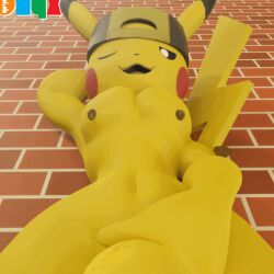 3d alleyway animated anthro blowjob furry gay hat oral pikachu pokémon_(species) pokemon submissive submissive_pov taker_pov wall