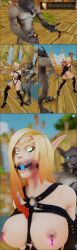 1girls 3d ball_gag blizzard_entertainment blonde_hair blood_elf blowjob bondage fellatio light-skinned_female light_skin maledom nipple_piercing original_character pussy runny_makeup stockings thick_thighs vell(vellektra) vellektra warcraft worgen world_of_warcraft