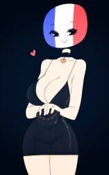 1girls aesthetic choker clothing countryhumans countryhumans_girl flawsy france france_(countryhumans) lipstick repost safe