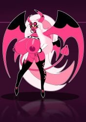 annon bimbo choker demon demon_girl helluva_boss high_heels hoop_earrings huge_ass huge_breasts huge_lips long_hair nipples pussy pussy_tail succubus tail thick_lips thick_thighs verosika_mayday_(helluva_boss) wide_hips wings