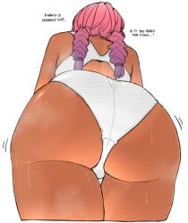 1girls ass_focus big_ass ohasi original pink_(ohasi) sweat sweatdrop