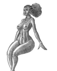 african_female afro dark-skinned_female drawing nude_female tyrannoninja