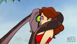 1boy 1girls animated animated bra breasts brown_hair femsub hypnosis kaa kaa_eyes kitti_(kittiboom) kittiboom large_breasts lipstick loincloth long_hair maledom mind_control original outdoors snake the_jungle_book thick_lips