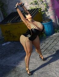 1girls 3d asian big_ass big_breasts cammy_stretch capcom chun-li corset evolluisionist fishnets heels high_heels light_skin street_fighter street_fighter_v stretching thick_ass thick_thighs voluptuous voluptuous_female