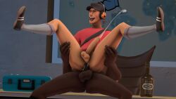 2boys anal_penetration anal_sex balls baseball_cap big_penis bottomless cum_while_penetrated cumshot dark-skinned_male demoman demoman_(team_fortress_2) erect_while_penetrated gay gay_anal gay_sex headset legs_held_open liquor_bottle male orgasm_face penis penis_in_ass penis_size_difference retracted_foreskin riding_penis scout scout_(team_fortress_2) sex sitting_on_penis socks_and_shoes spread_legs team_fortress_2 thrusting_into_ass