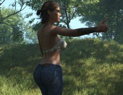 3d ass athletic athletic_female big_breasts blue_eyes breasts brown_hair bubble_butt busty crop_top ellie_(the_last_of_us) ellie_williams erect_nipples female female_focus female_only hitchhiking hourglass_figure jeans long_hair michman79 naughty_dog nipple_bulge panties pinup pinup_pose pose posing sideboob standing tagme tattoo the_last_of_us the_last_of_us_2 top wide_hips