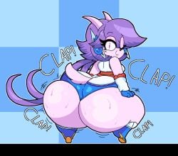 1girls ass_clapping ass_focus big_ass big_breasts big_butt breasts bubble_butt dragon dragon_girl female female_only freedom_planet freedom_planet_2 furry galaxy_trail galaxytrail heyfawndue horns huge_ass huge_butt purple_hair purple_skin sash_lilac shortstack solo solo_female sweat sweaty sweaty_ass sweaty_butt thick_thighs twerking