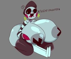 animatronic anon big_ass big_breasts blush facesitting fat_ass five_nights_at_freddy's five_nights_at_freddy's_2 grabbing_own_breast hand_on_breast hands_on_breasts hat huge_ass huge_breasts large_breasts laughing lewdmaya lipstick looking_back mime_girl mime_toy_chica nipples sitting_on_person straight thick_thighs thighhighs toy_chica_(fnaf) white_skin