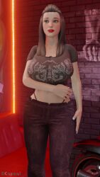 1girls 3d ass blender blender_(software) breasts clothed clothing crop_top female female_only jeans life_is_strange max_caulfield nervous skapsai solo thick_thighs thighs