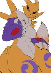 absurd_res anthro bandai_namco breasts canid canine digimon digimon_(species) female fox hi_res mammal renamon rolling_beast solo