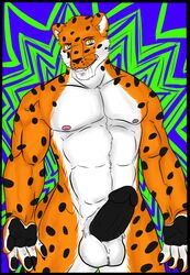 anthro balls black-spectre erection feline fur furry leopard male male_only muscles penis solo