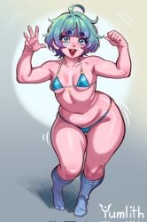 argentina big_ass big_breasts big_butt bikini breasts curvaceous curvaceous_female curvaceous_figure curvy curvy_figure curvy_hips cyan_hair female female_focus female_only original original_character short_hair thigh_highs yumlith