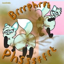 ass big_ass cum cum_in_pussy cumming evil_face eyebrows fart farting farts female fox pussy slushi_(chikn_nuggit) smile smiley_face tail