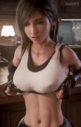 1girls 3d animated big_breasts black_hair breasts dude017 female female_only final_fantasy final_fantasy_vii flashing_breasts large_breasts midriff shirt_lift sound tagme tifa_lockhart titty_drop video
