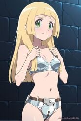 1girls ai_generated blonde_hair chastity_belt chastity_bra chastity_device crying crying_with_eyes_open dungeon female lillie_(pokemon) lv99slime naked naked_female nude nude_female pokemon sex_slave slave slavegirl torture_chamber