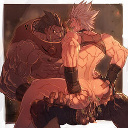 2boys abs anal ass bara chest chipp_zanuff guilty_gear highres human male male_only multiple_boys muscles muscular muscular_male nikism pecs potemkin sousuke000 yaoi