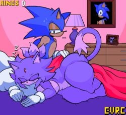 1boy 1girls 5_fingers ass ass_up big_breasts bite_mark blaze_the_cat blaze_the_cat_(om) blue_body blue_fur brown_body brown_fur cat cat_girl countershade_torso countershading duo eulipotyphlan evrc eyelashes eyes_closed fair-skinned_male fair_skin feline female gem gem_on_forehead gloves half-closed_eyes head_tuft hedgehog hedgehog_boy laying_on_bed laying_on_stomach male meme_reference mobian naked naked_female nude nude_female outcome_memories purple_body purple_fur roblox roblox_game scratch_marks sega sleeping sonic_(series) sonic_the_hedgehog sonic_the_hedgehog_(series) squint sweatdrop tagme tail text thick_thighs thighs white_body white_fur zzz