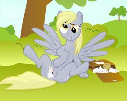 2d bag cookie derp derpy_hooves equine female feral friendship_is_magic furry furry_only grass horse mail my_little_pony no_penetration pony pussy quadruped solo solo_female straight_hair tree