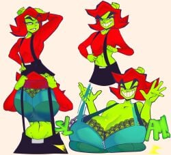1girls green_skin huge_breasts mrxharlequinn original_character tagme