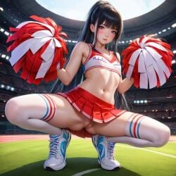 ai_generated cheerleader cheerleader_outfit pom_poms slut stadium_background