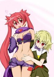 2girls arcana_heart arcana_heart_3 blush breast_grab breasts censored female multiple_girls pussy smile yuri