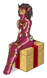 bondage cap cat_ears catgirl catra christmas_present gag gagged headgear mummification present present_wrap she-ra_and_the_princesses_of_power tape_bondage tape_gag taped_mouth wossarem