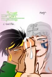 black_hair blind_eye cock_licking cum cum_squirt cumshot dio_brando duo gay jjba johngalli_a jojo's_bizarre_adventure licking long_cock n'doul stardust_crusaders stone_ocean sucking sucking_penis threesome white_hair
